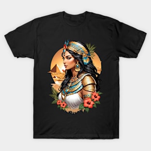 Cleopatra Queen of Egypt retro vintage floral design T-Shirt